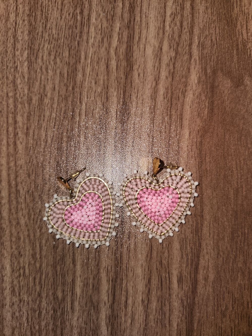 Beaded Pink Heart Drop Earrings - Gold Accent Tjmaxx